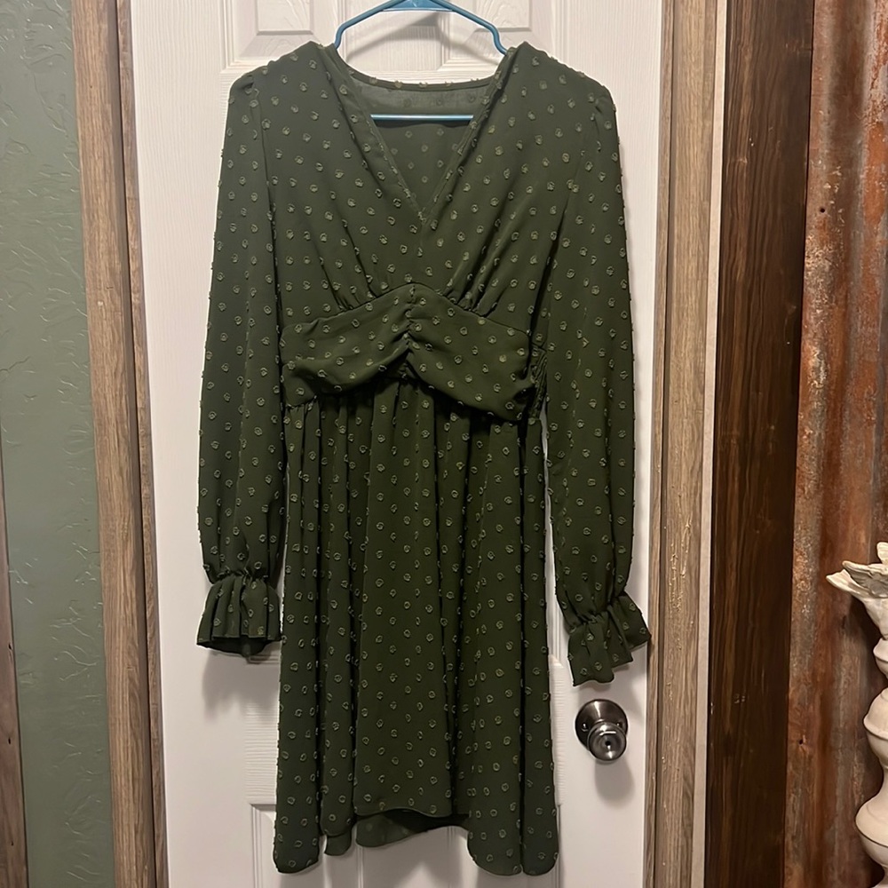 Shein green polka dot dress